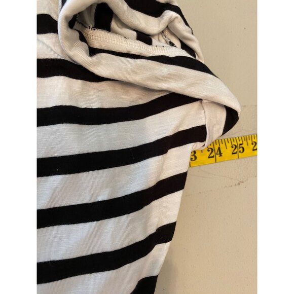 Striped Black & White Chaps Belted Short Sleeve Dress XL - Picture 7 of 11